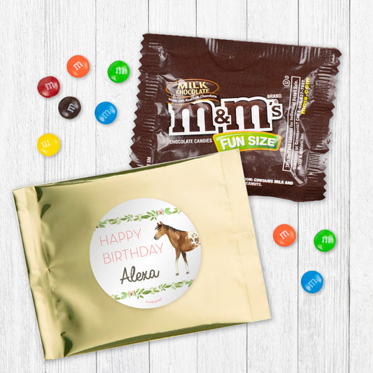 Personalized Kids Birthday Wild Horses Candy Favor Bag - M&Ms or Skittles