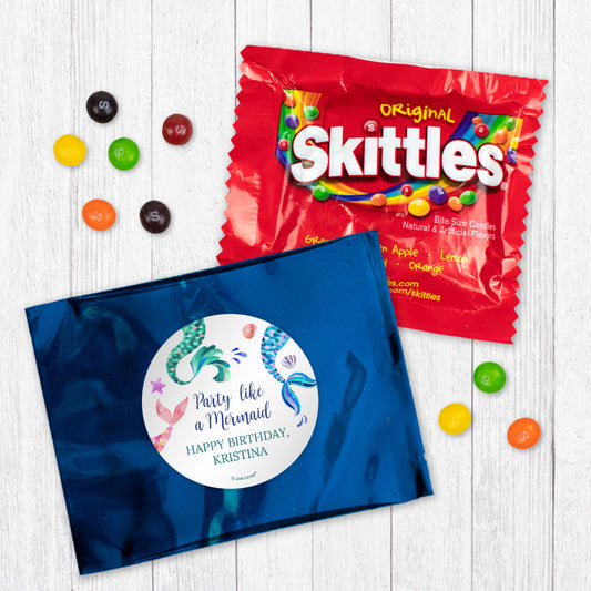 Personalized Kids Birthday Mermaid Tails Skittles Favor Bag