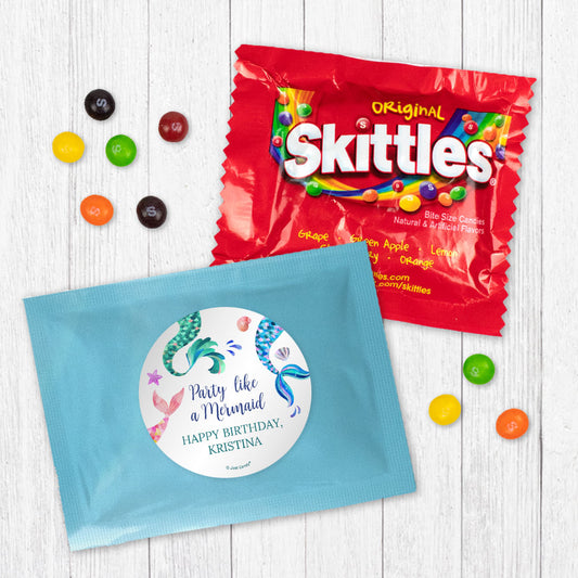 Personalized Kids Birthday Mermaid Tails Skittles Favor Bag