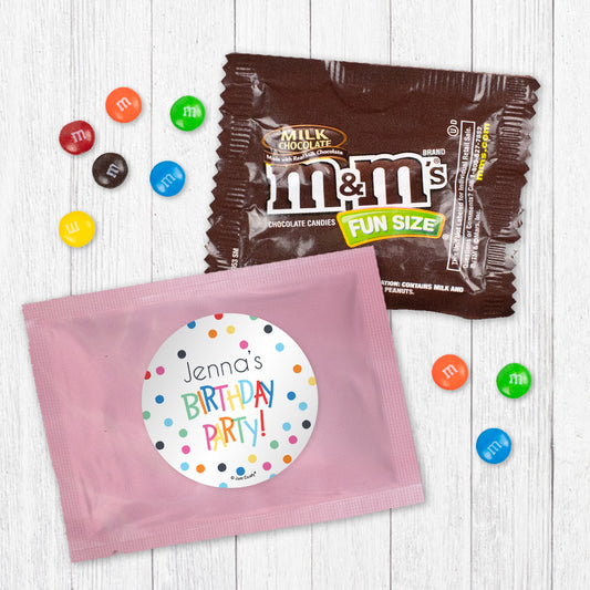 Personalized Kids Birthday Polka Dots Candy Favor Bag - M&Ms or Skittles
