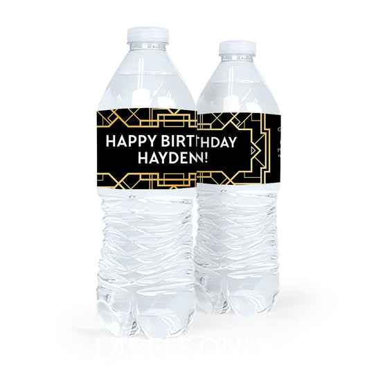 Personalized Birthday Art Deco Water Bottle Sticker Labels (5 Labels)