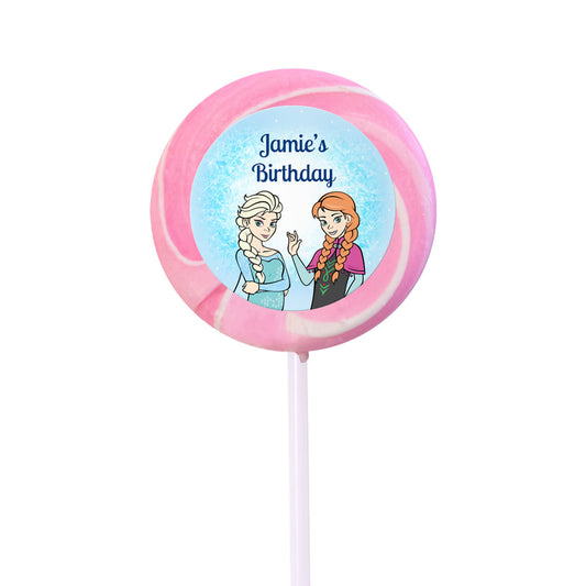 Birthday Personalized Small Swirly Pop Disney Style Frozen Theme (24 Pack)