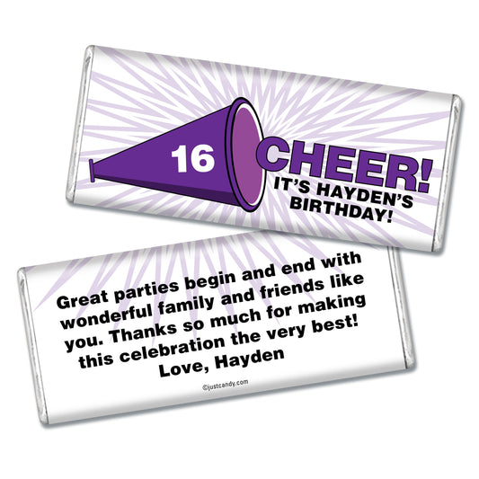 Birthday Personalized Hershey's Milk Chocolate Bar Sweet 16 Cheer
