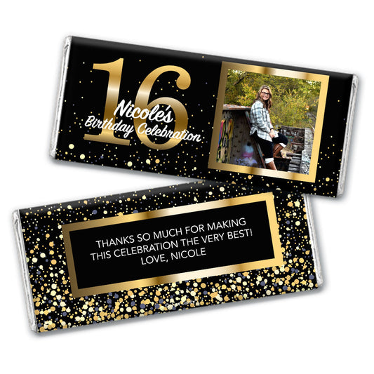 Personalized Milestone Elegant Birthday Bash Photo Hershey's Milk Chocolate Bar & Wrapper