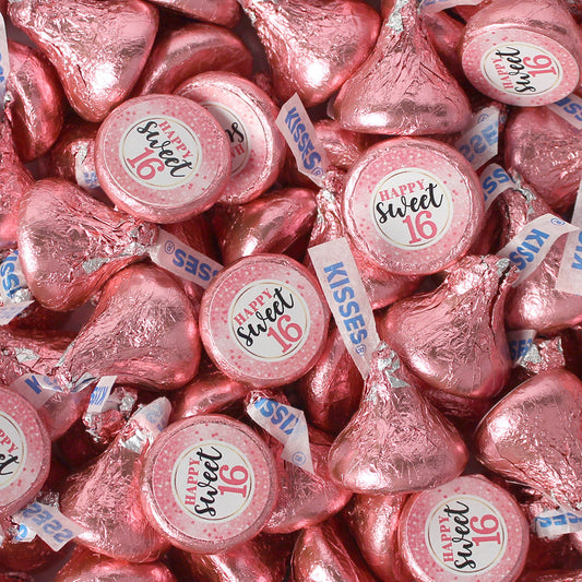 Assembled Pink Sweet 16 Birthday Hershey's Kisses Candy 13.6oz Bag 85ct
