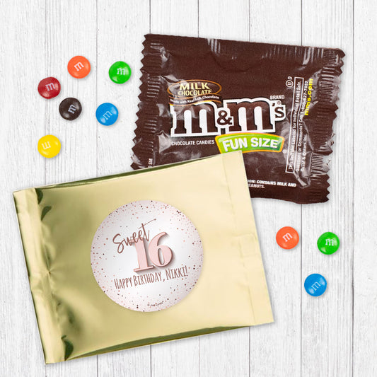 Personalized Sweet 16 Confretti Celebration Candy Favor Bag - M&Ms or Skittles