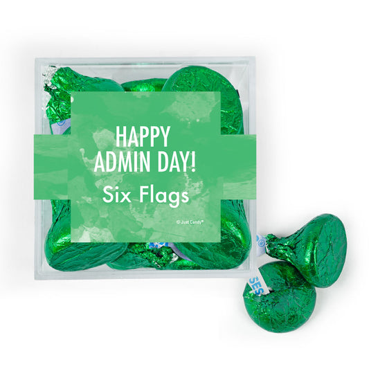 Personalized Happy Admin Day JUST CANDY® favor cube with Hershey's Kisses