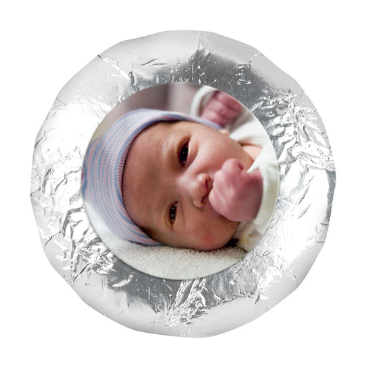 Baby Girl Announcement 1.25" Sticker Full Photo (48 Stickers)