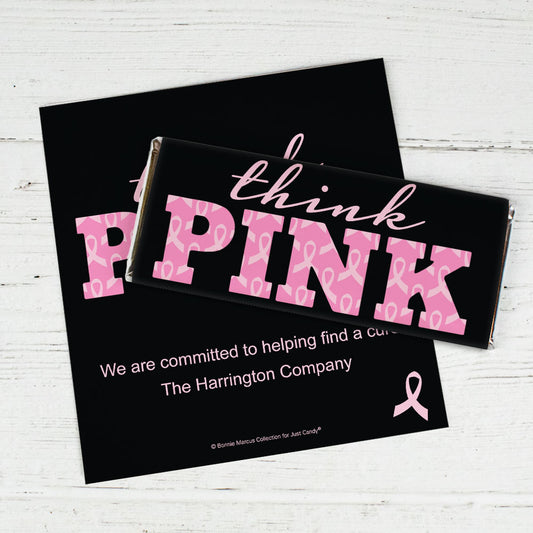 Personalized Bonnie Marcus Breast Cancer Awareness Pink Power Chocolate Bar Wrappers Only
