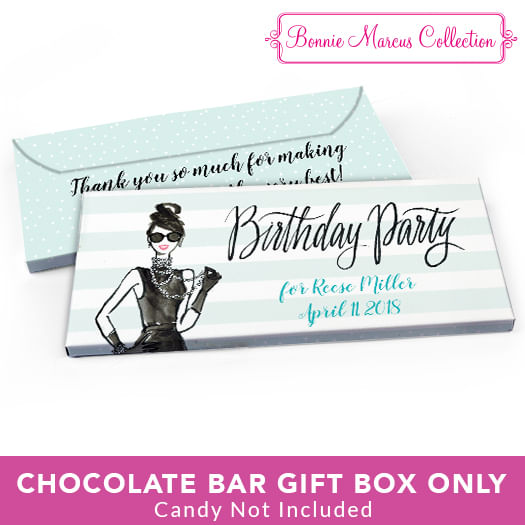 Deluxe Personalized Birthday Champagne Bottle Candy Bar Favor Box