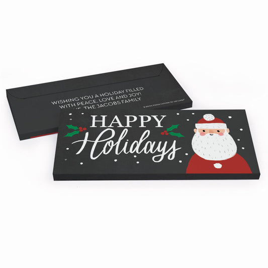 Deluxe Personalized Snowy Santa Christmas Candy Bar Favor Box