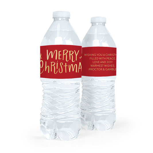 Personalized Christmas Joyful Gold Water Bottle Labels (5 Labels)