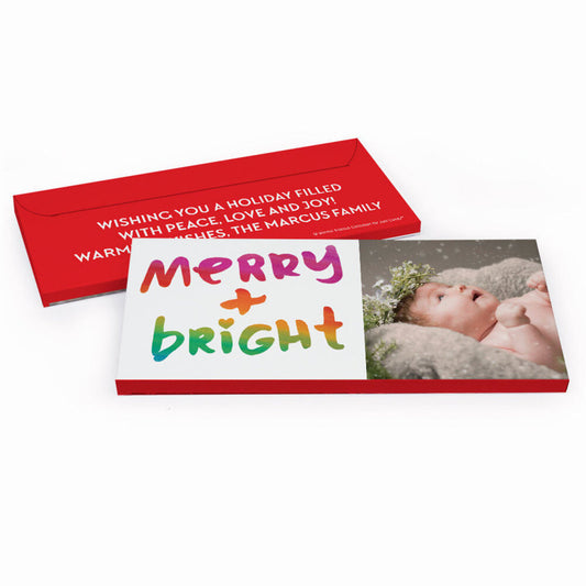 Deluxe Personalized Very Merry Photo Christmas Candy Bar Favor Box