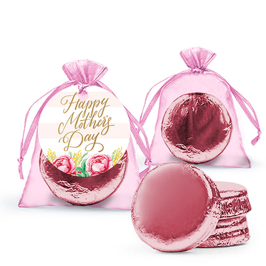 Mother's Day Pink Flowers Milk Chocolate Covered Oreo in Organza Bags with Gift Tag