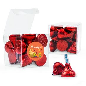 Thanksgiving Bountiful Thanks Hershey's Kisses Clear Gift Box with Sticker