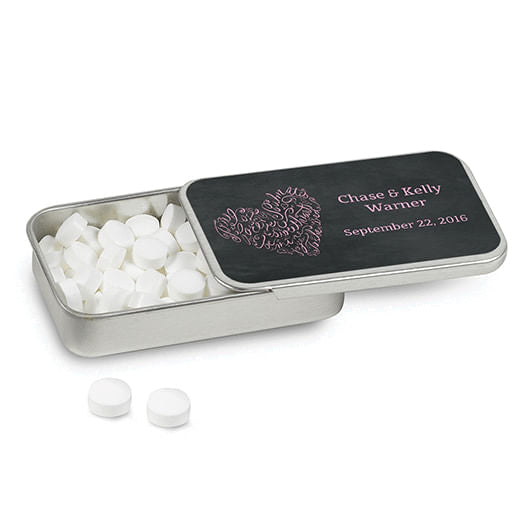 Bonnie Marcus Collection Personalized Mint Tin Sweetheart Swirl Wedding Favor