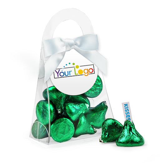 Personalized Add Your Logo Favor Purse with Hershey's Kisses and Bow with Gift Tag