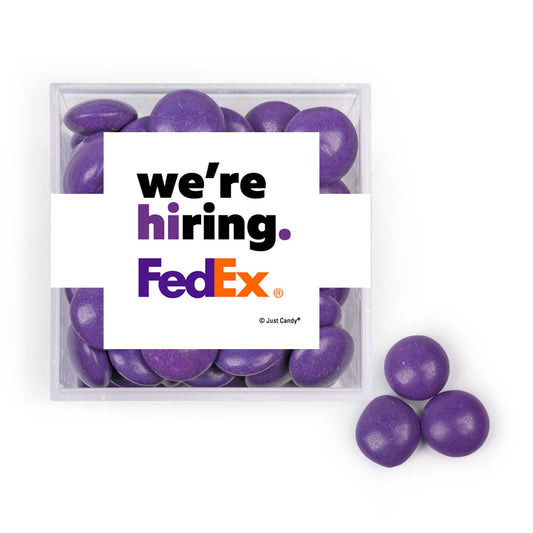 Personalized Business We're Hiring JUST CANDY® favor cube with Just Candy Milk Chocolate Minis