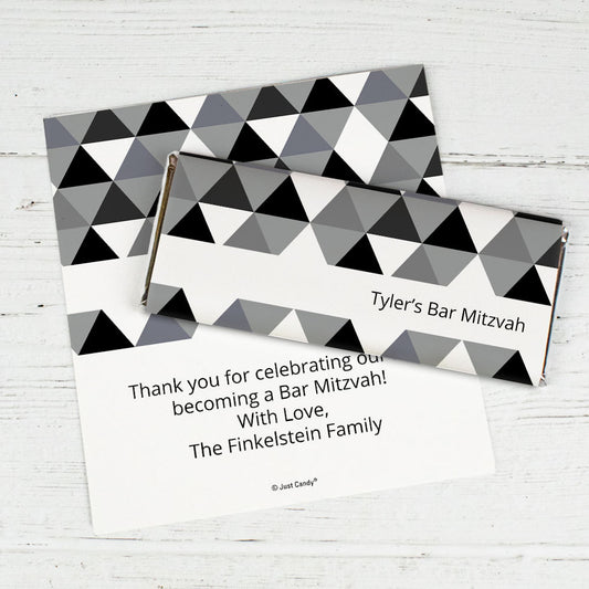 Bar Mitzvah Personalized Chocolate Bar Wrappers Triangle Pattern