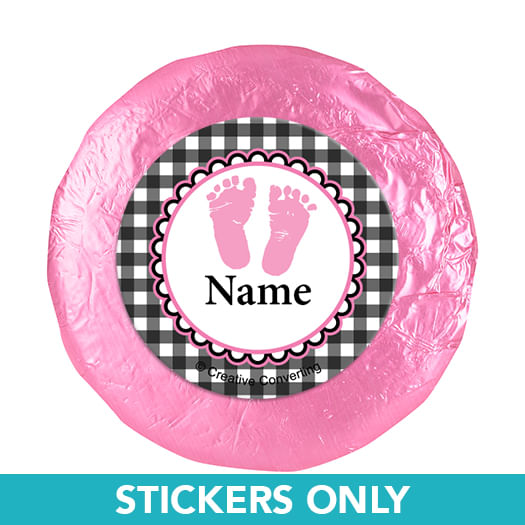 Sweet Baby Feet Pink Personalized 1.25" Stickers (48 Stickers)