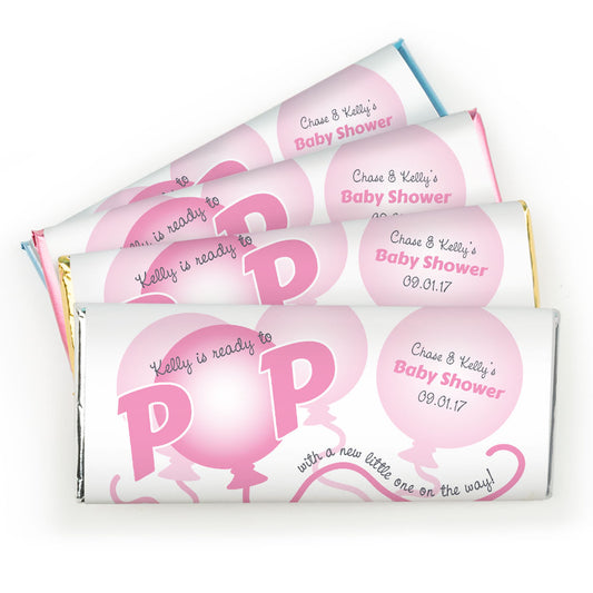 Baby Shower Personalized Hershey's Milk Chocolate Bar About to Pop Balloons