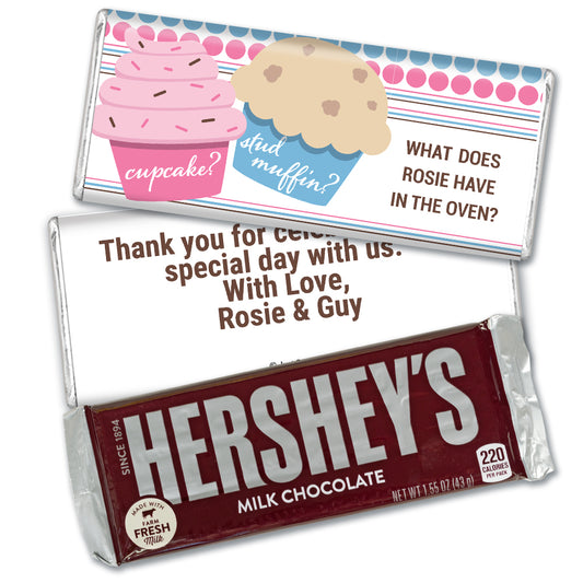 Gender Reveal Baby Shower Cupcakes Personalized Hershey's Milk Chocolate Bar