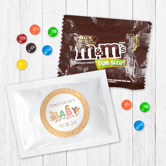 Personalized Baby Shower Safari Snuggles Candy Favor Bag - M&Ms or Skittles