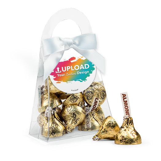 Personalized Add Your Custom Artwork Favor Purse with Hershey's Kisses and Bow with Gift Tag