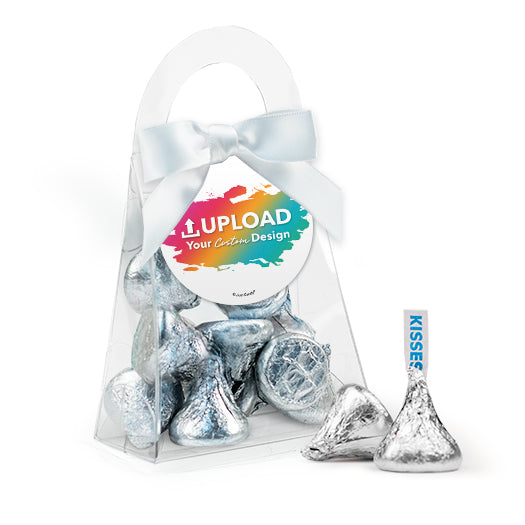 Personalized Add Your Custom Artwork Favor Purse with Hershey's Kisses and Bow with Gift Tag