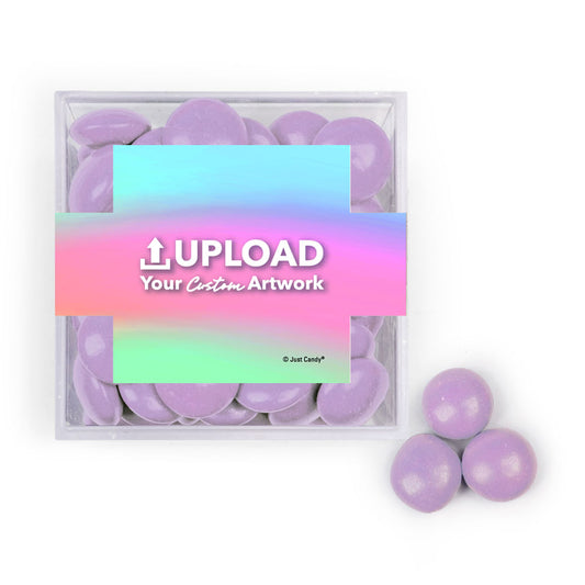 Custom Add Your Artwork JUST CANDY® favor cube with Just Candy Milk Chocolate Minis