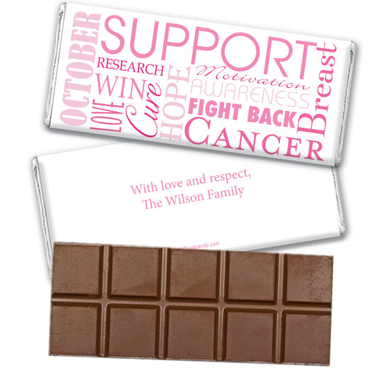 Breast Cancer Awareness Personalized Belgian Chocolate Bar Breast Cancer Words for a Cure