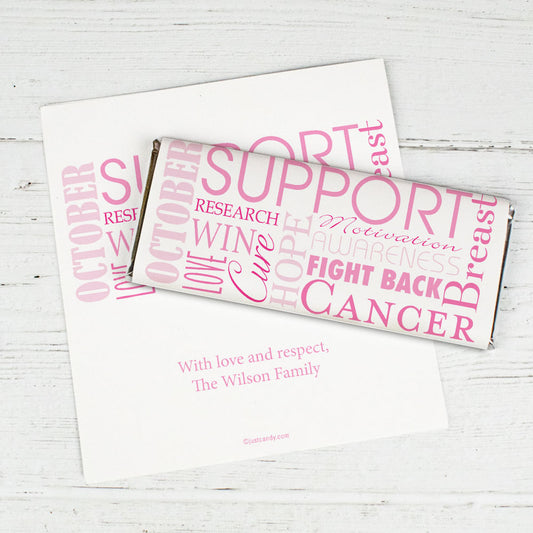 Breast Cancer Awareness Personalized Chocolate Bar Wrappers Breast Cancer Words for a Cure
