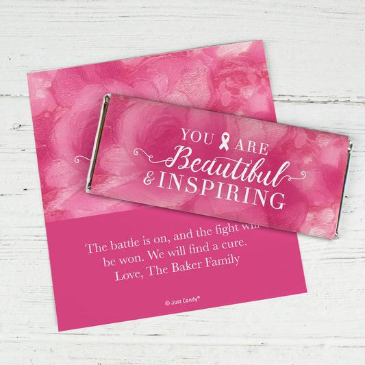 Personalized Breast Cancer Awareness Pink Inspiration Chocolate Bar Wrappers Only