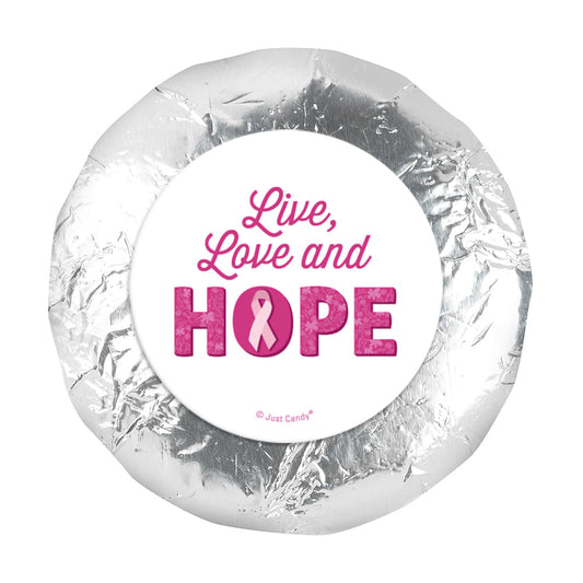 Personalized Breast Cancer Awareness Live Love Hope 1.25" Stickers (48 Stickers)