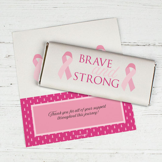 Personalized Breast Cancer Awareness Brave and Strong Chocolate Bar Wrappers Only