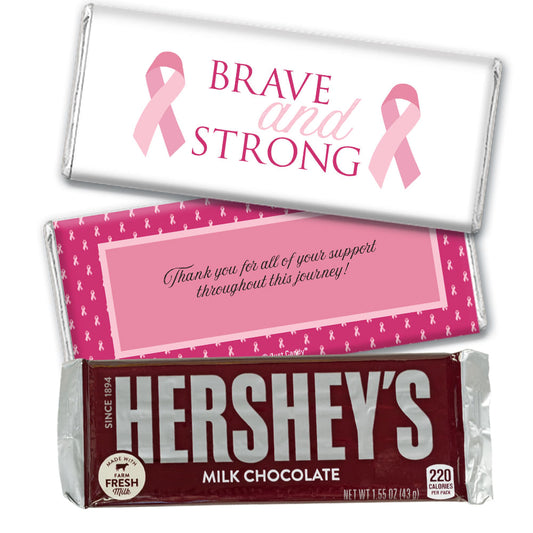 Personalized Breast Cancer Brave and Strong Hershey's Milk Chocolate Bar & Wrapper