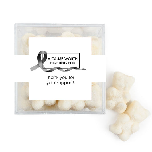 Personalized Awareness Ribbons JUST CANDY® favor cube with Sugar Sanded Gummy Bears