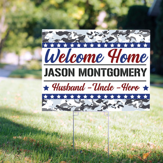 Personalized Welcome Home Airforce Yard Sign and Stake