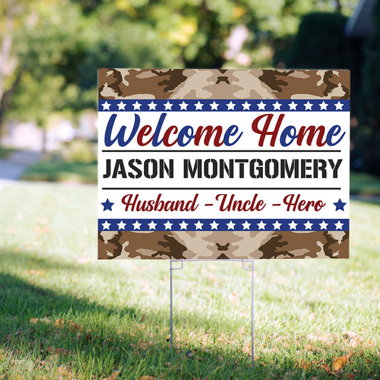 Personalized Welcome Home Army Yard Sign and Stake
