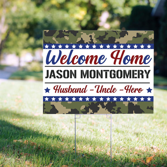 Personalized Welcome Home Marines Yard Sign and Stake