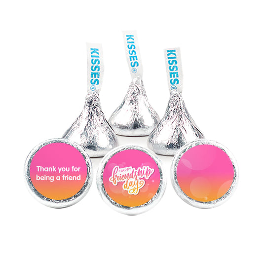 Personalized Happy Friendship Day Pink Bubbly 3/4" Sticker (108 Stickers)
