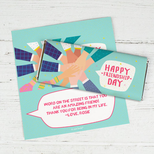 Personalized Happy Friendship Day Word Bubble Chocolate Bar Wrappers
