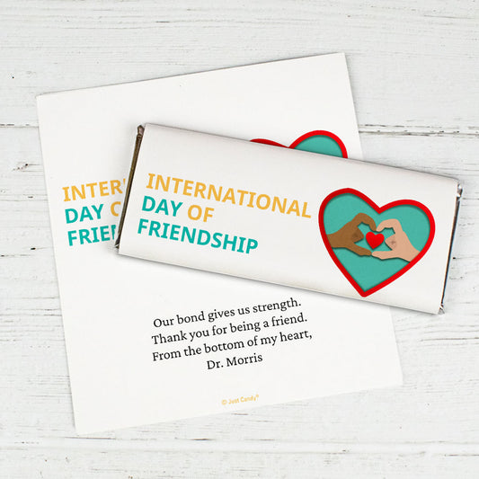 Personalized Happy Friendship Day Hand Heart Chocolate Bar Wrappers