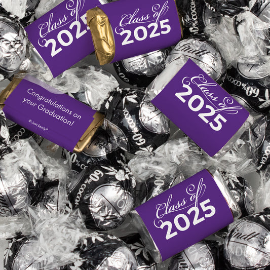 Purple Graduation Chocolate Mix - Hershey's Miniatures and Lindor Truffles - 65 Pieces