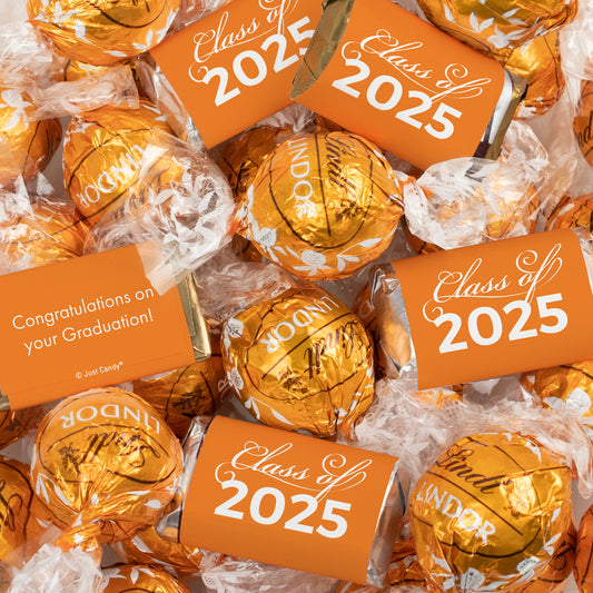 Orange Graduation Chocolate Mix - Hershey's Miniatures and Lindor Truffles - 65 Pieces