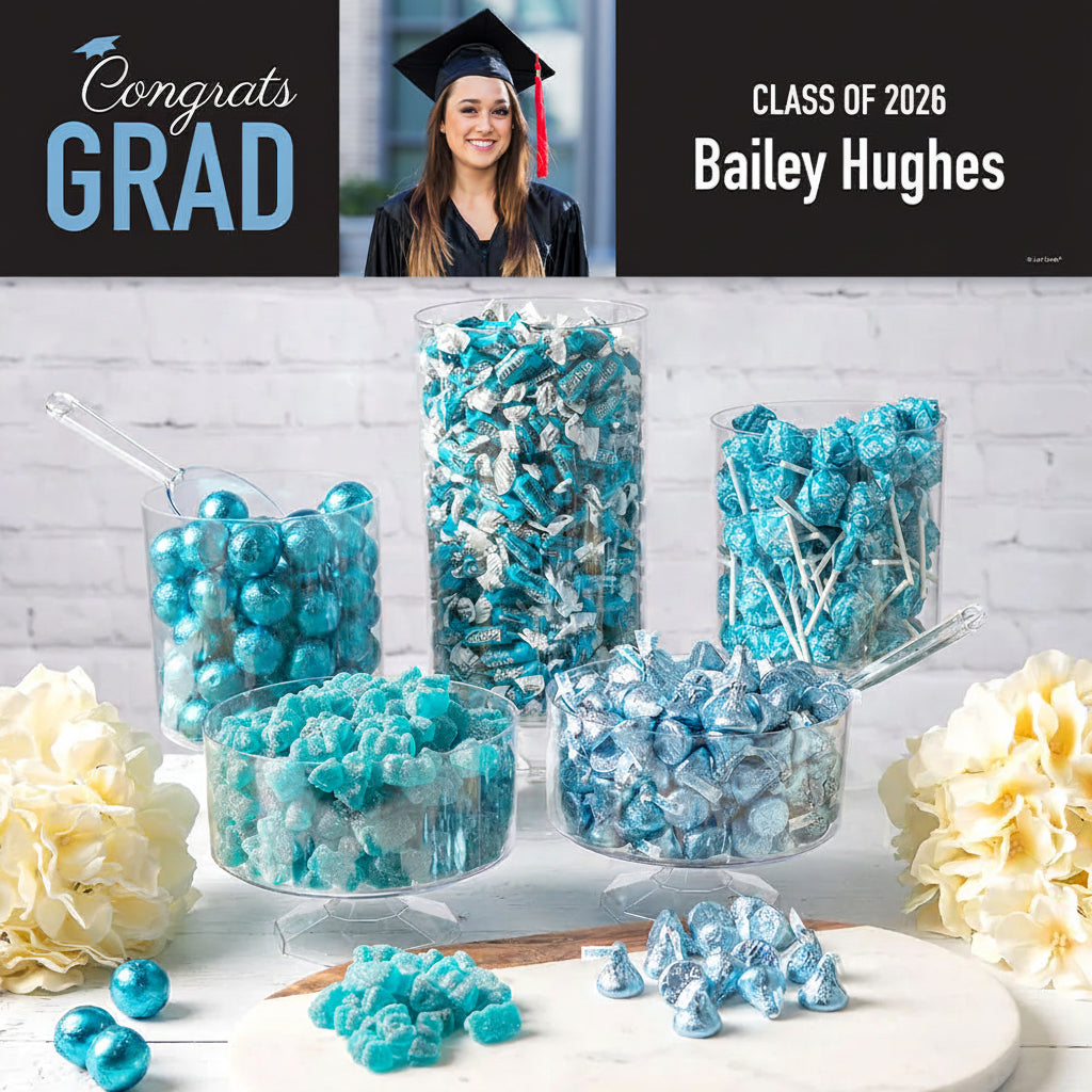 Light Blue Graduation Photo Candy Buffet – Just Candy