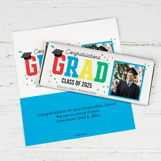 Personalized Graduation Chocolate Bar - Polka Dot Wrappers