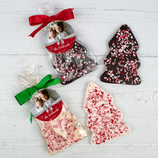Personalized Christmas Peppermint Bark Tree with Gift Tag - Welcoming Joy