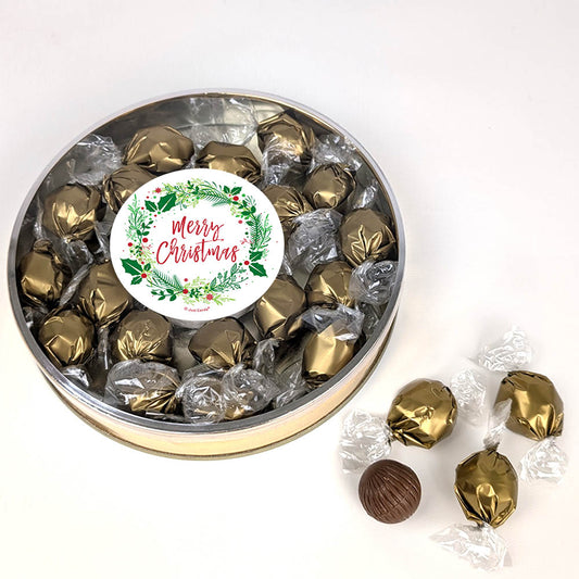 Merry Christmas Dubai Chocolate Truffles Gift Tin - Botanicals