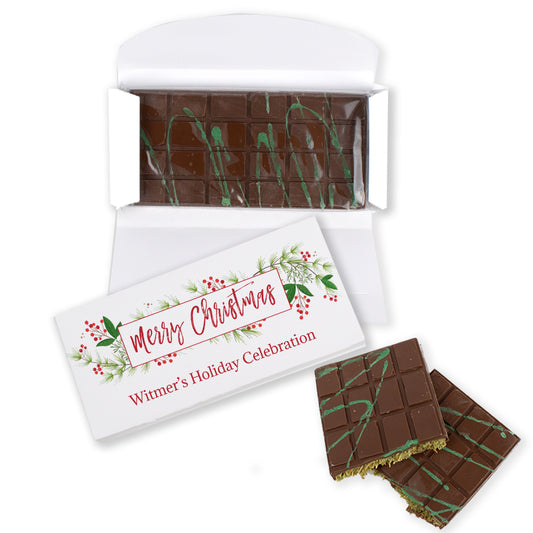 Personalized Merry Christmas Botanicals Dubai Chocolate Bar 7.4oz
